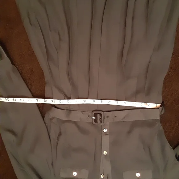 Pleated Teal Button-Up Dress - Picture 8 of 16